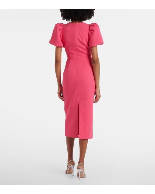 Rebecca Vallance Pink Posey Embellished Puff-Sleeve Midi Dress