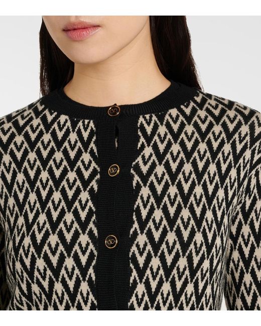 Valentino Black Toute La V Virgin Wool Cardigan