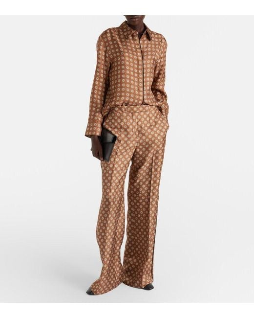 Dorothee Schumacher Brown Graphic Dreams Printed Silk Twill Palazzo Pants