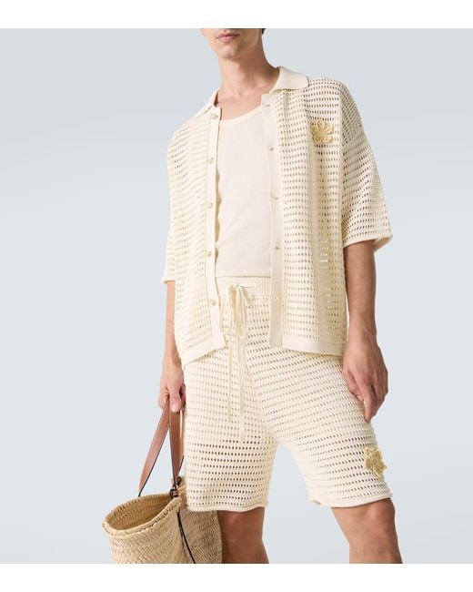 Commas Natural Crochet Floral-Applique Open-Knit Shirt for men