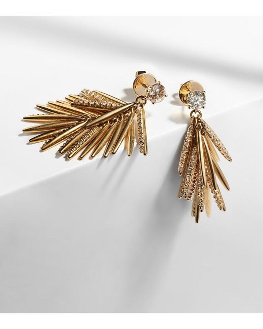 Ileana Makri Metallic Grass Sunshine Drop 18kt Gold Earrings With Diamonds