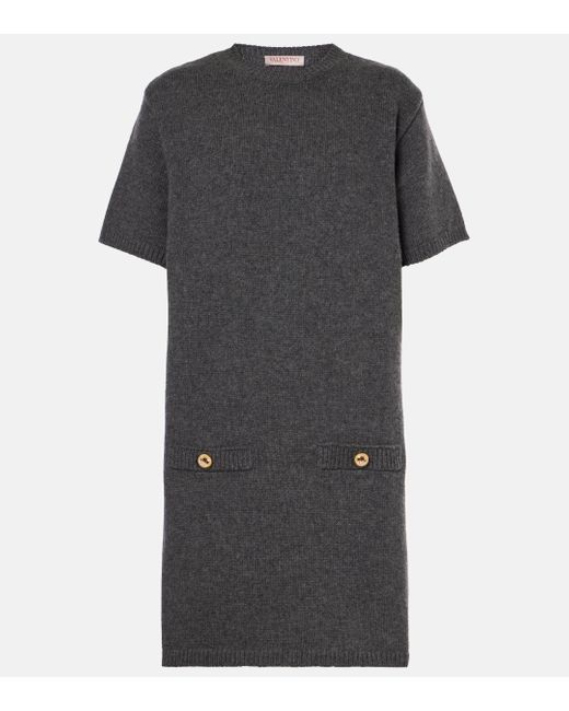 Valentino Gray Wool Sweater Dress