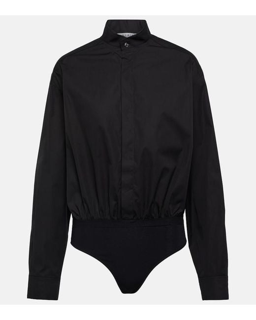 Alaïa Black Cotton Poplin Bodysuit
