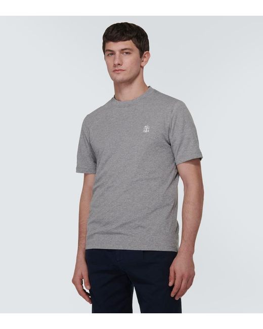 Brunello Cucinelli T-Shirt aus Baumwoll-Jersey in Gray für Herren
