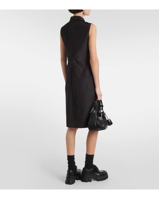 Prada Black Half-zip Silk-blend Midi Dress