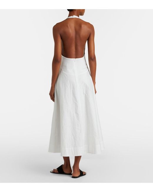 Rohe White Halterneck Cotton-Blend Poplin Midi Dress