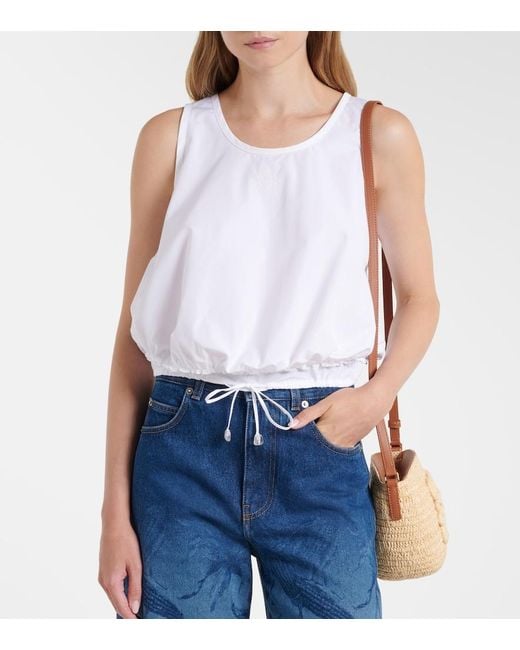 Loewe White Paula's Ibiza Cotton Poplin Crop Top