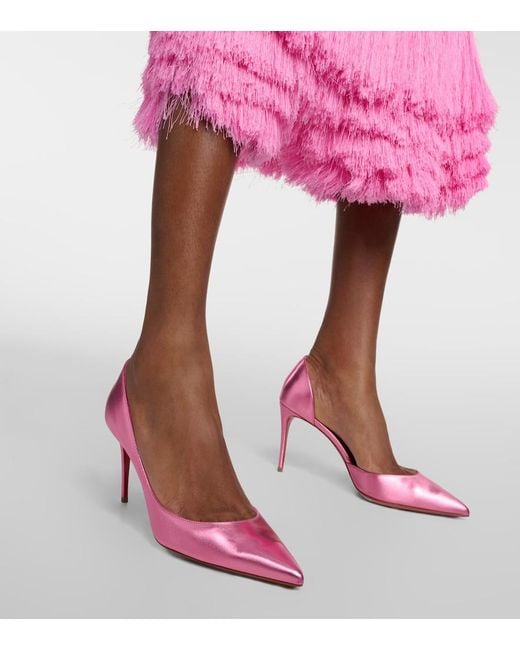 Christian Louboutin Pink Iriza 85 Metallic Leather Pumps
