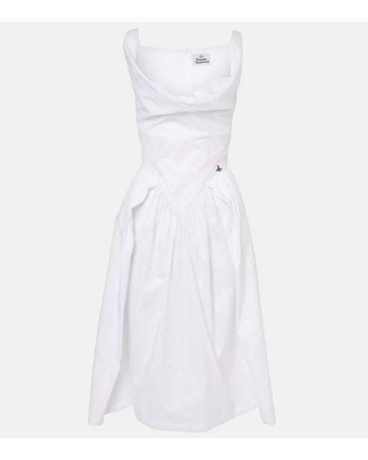 Vivienne Westwood White Sunday Gathered Cotton-Poplin Dress
