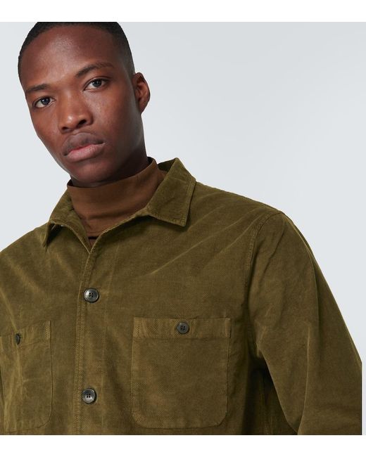 Sunspel Green Cotton Corduroy Overshirt for men