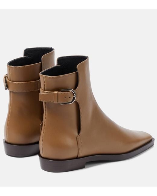 Totême  Brown Ankle Boots The Belted Aus Leder