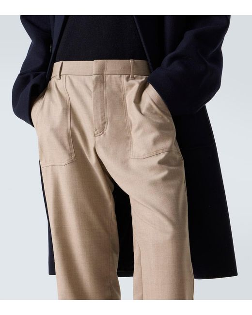 Brioni Natural Wool Straight Pants for men