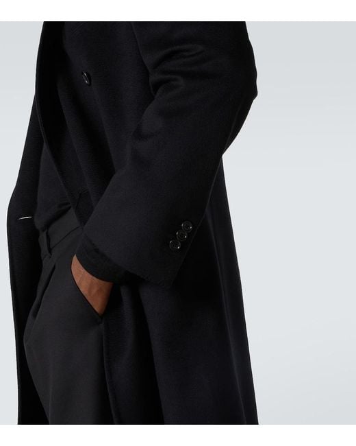 Saman Amel Black Wool And Cashmere Overcoat for men