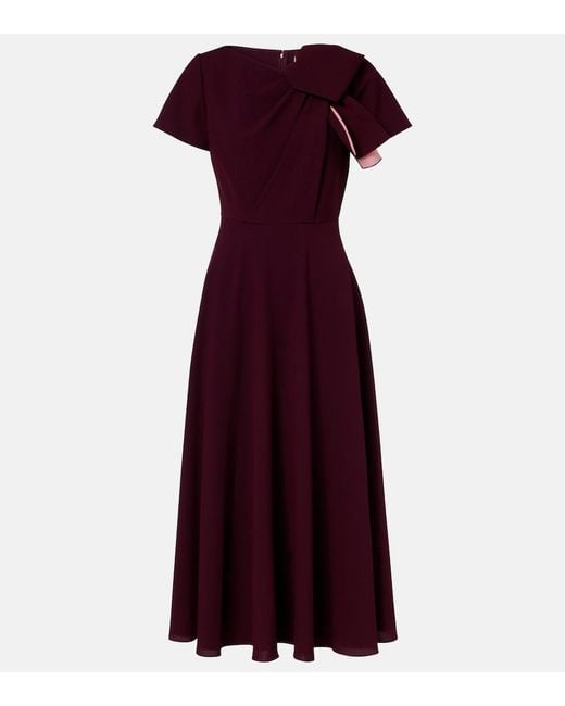Roksanda Purple Luna Bow-Detail Crepe Midi Dress