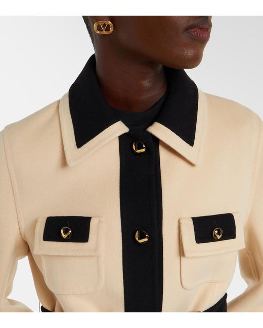 Valentino Natural Belted Wool And Cashmere Coat