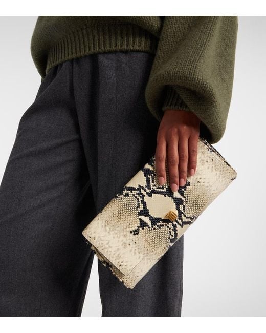 Khaite Metallic Audrey Snake-Effect Leather Clutch