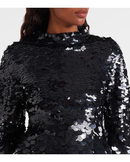 Sportmax Black Terfrite Sequined Jersey Minidress