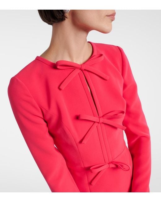 Carolina Herrera Red Bow-Detail Crepe Midi Dress
