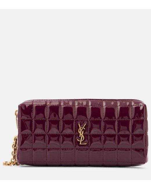 Saint Laurent Purple Cassandre Matelasse Faux Leather Pouch