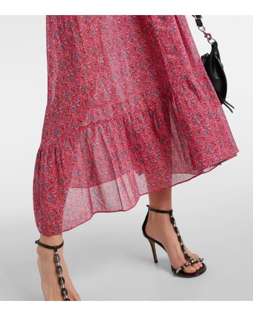 Robe midi Godralia imprimee en coton Isabel Marant en coloris Red