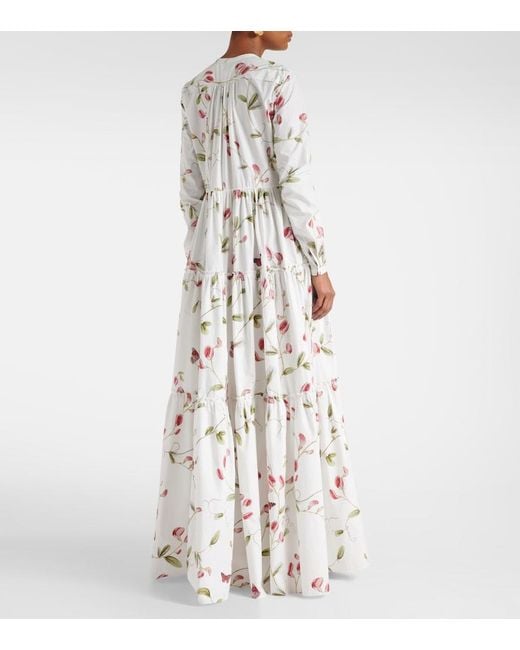 Giambattista Valli White Floral Cotton Maxi Dress