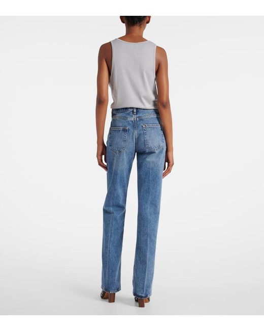 FRAME Blue The Vertical Straight Jeans