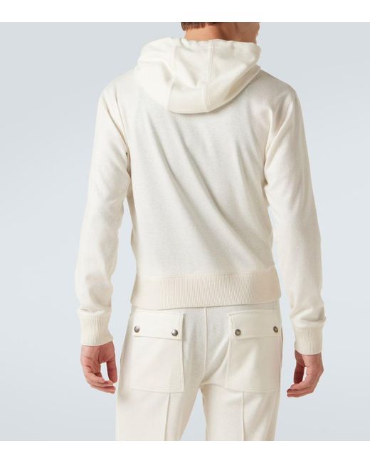 Tom Ford White Cashmere Zip-Up Hoodie for men
