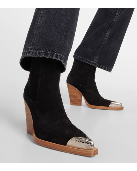 Paris Texas Black Dallas Embellished Suede Ankle Boots
