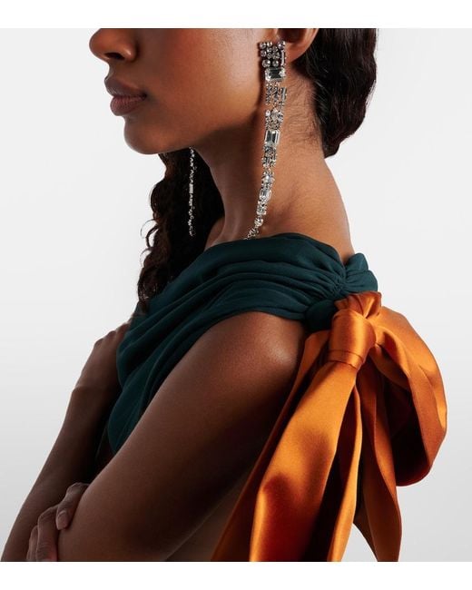 Saint Laurent White Crystal-Embellished Clip-On Earrings