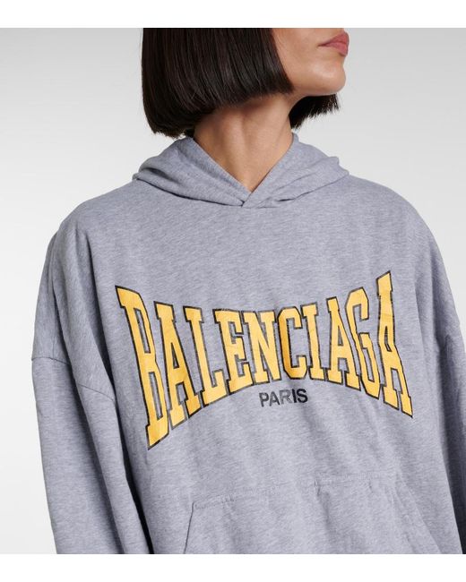 Balenciaga Gray Logo Cotton Jersey Hoodie
