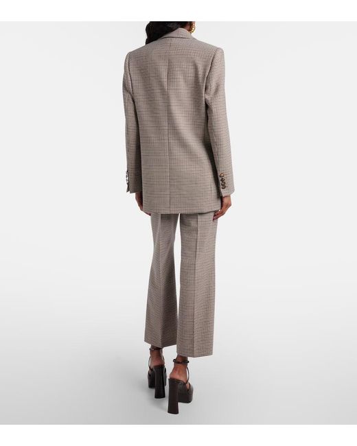 Etro Gray Checked Wool-Blend Cropped Flared Pants