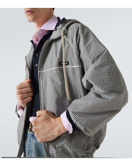Miu Miu Gray Checked Technical Jacket for men
