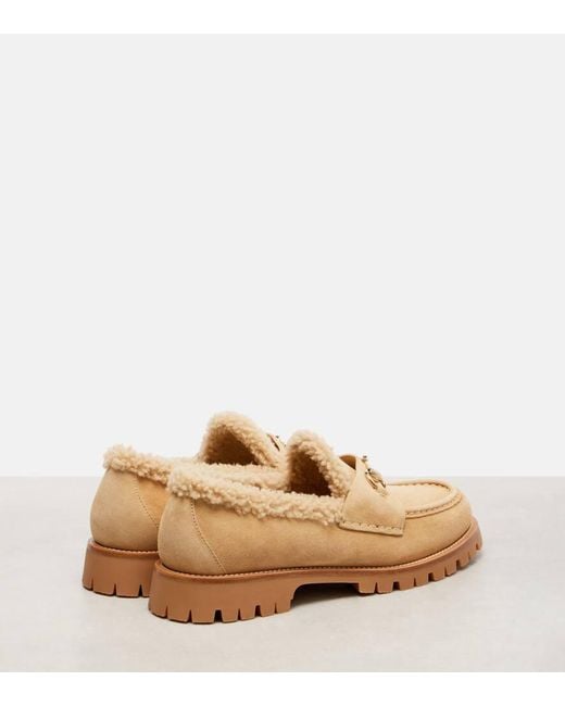 Gucci Natural Loafers Sylke Aus Veloursleder Mit Shearling