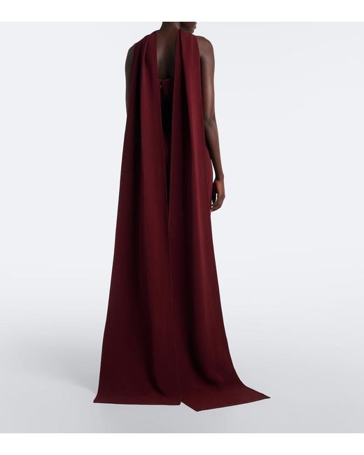 Elie Saab Purple Scarf-Detail Embellished Draped Cady Gown