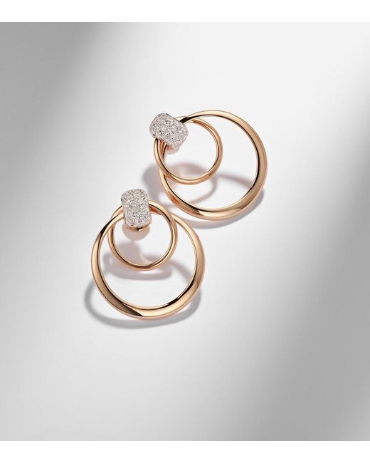 Pomellato Metallic Together 18Kt Rose Hoop Earrings With Diamonds