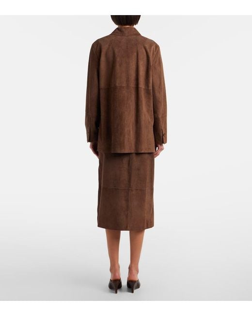 Max Mara Brown Suede Midi Skirt