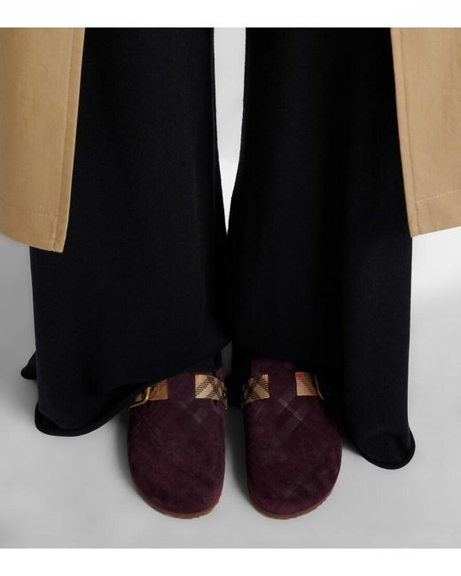 Burberry Purple Urchin Suede Clogs
