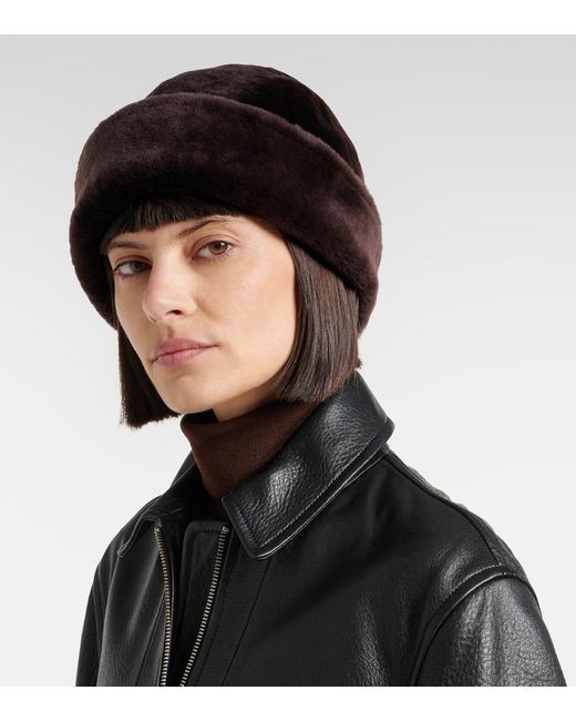 Nour Hammour Black Blokes Shearling Hat
