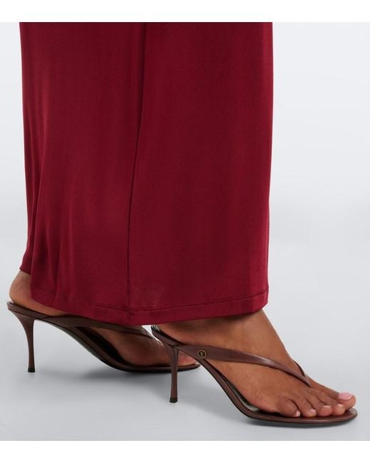 Saint Laurent Black Sue Leather Thong Sandals