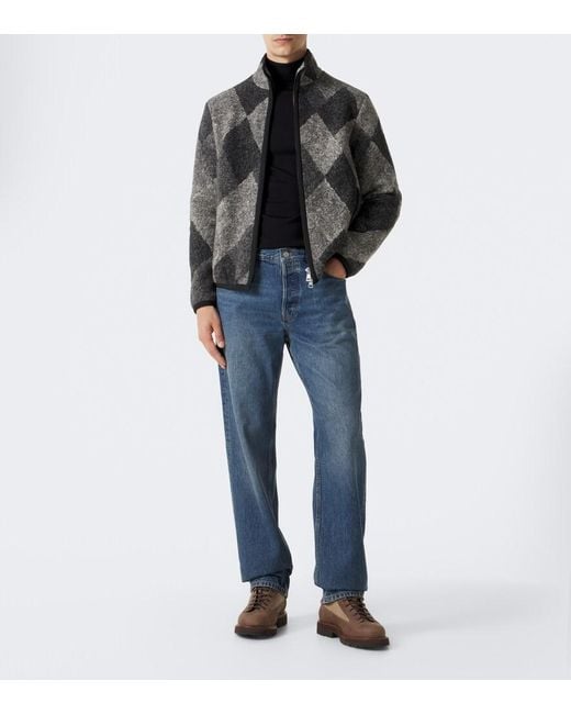 Moncler Black Argyle Wool-Blend Jacket for men
