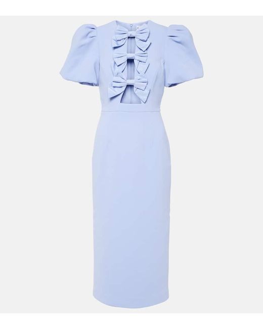 【REBECCA VALLANCE】Annabelle bow-detail crepe midi dress Annabelle bow-detail crêpe midi dress in yellow - Rebecca