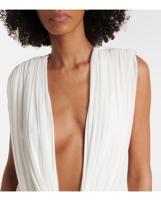 Christopher Esber White Ripple Draped Gown