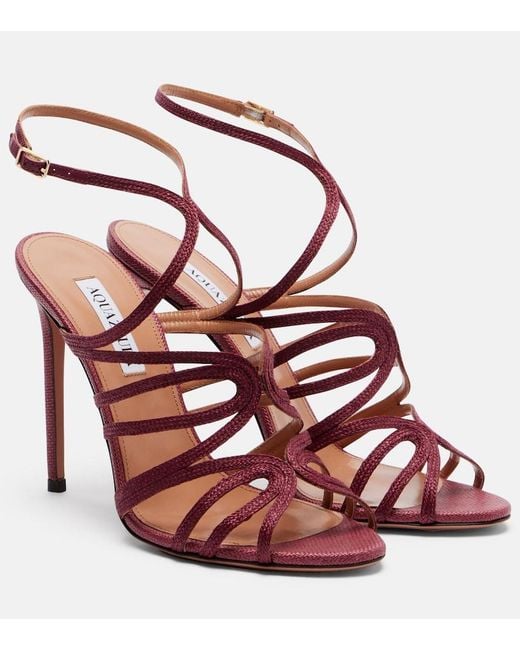 Aquazzura Red Serenade Raffia Sandals