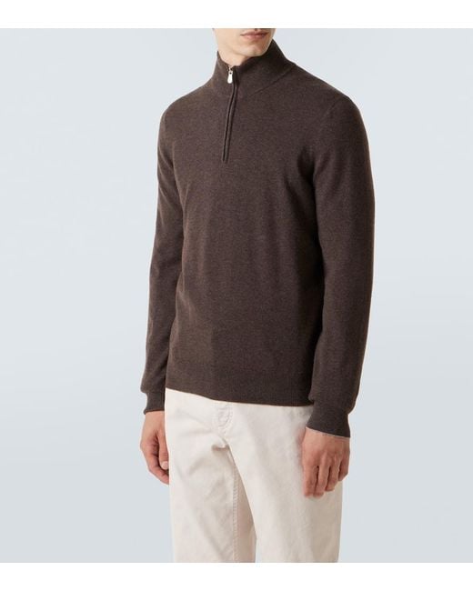 Jersey De Cachemir Con Cremallera Brunello Cucinelli de hombre de color Brown