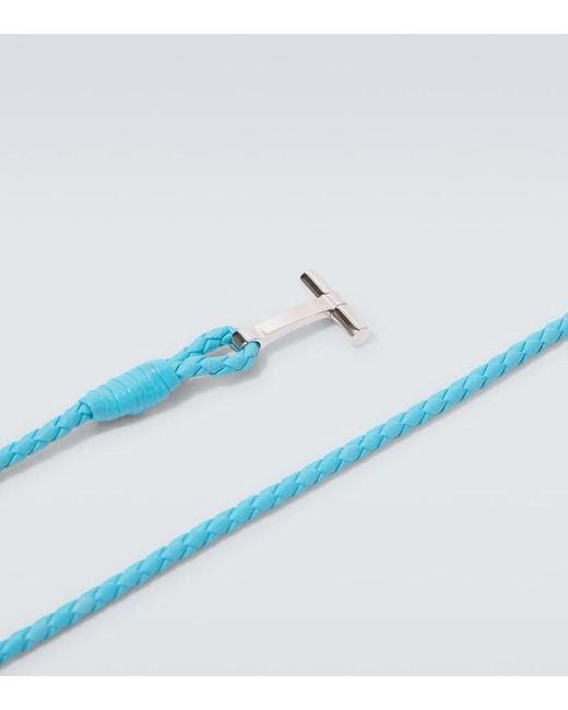 Tom Ford Blue T Braided Leather Bracelet for men