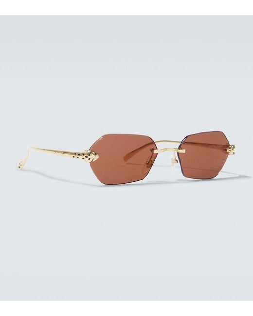 Cartier Brown Panthere De Cartier Square Sunglasses for men