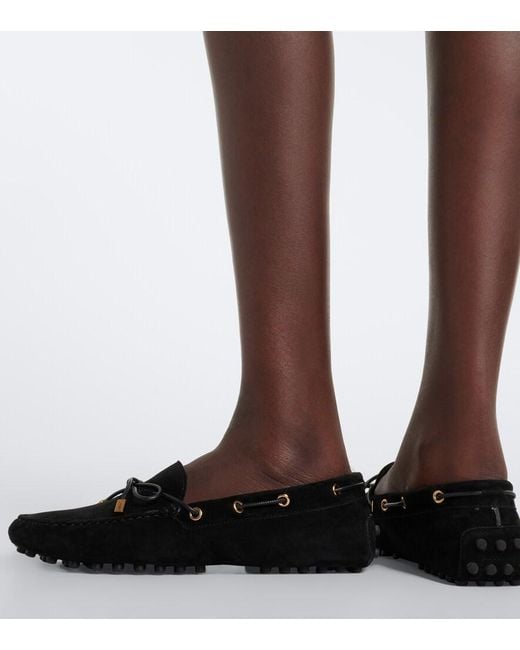 Tod's Black Suede Boat Shoes