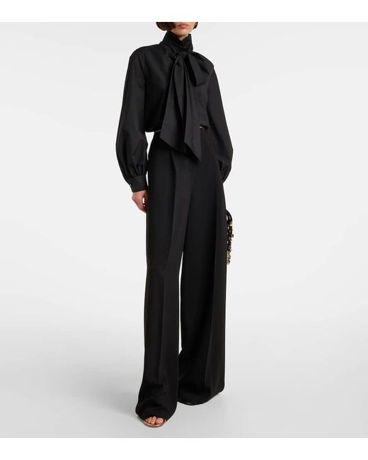 Max Mara Blue Schluppenbluse Bosforo Aus Einem Baumwollgemisch