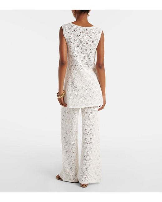 Faithfull The Brand White Fio Pointelle Cotton Wide-Leg Pants