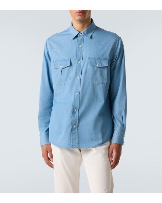 Zegna Blue Cotton Shirt for men